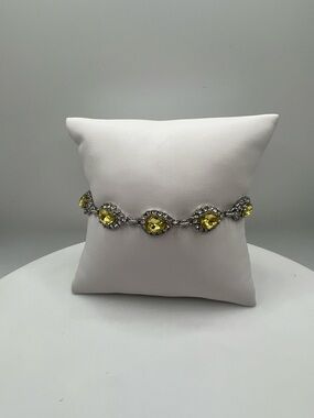 Charter Club Yellow Crystal Silver Adjustable Bracelet